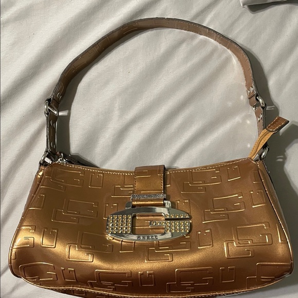 Vintage Guess Like New Y2K Bedazzled Stylish Bronze Shoulder Bag - Picture 1 of 12